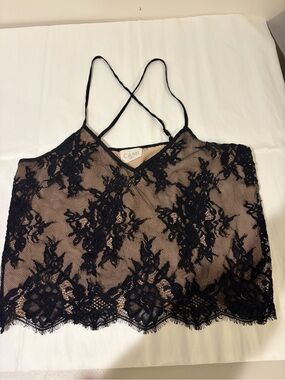 Cami NYC Black Lace Overlay Nude Slip Camisole